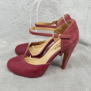 Badgley Mischka Shoes Womens 6 Red Suede Dancing Ankle Strap Heels Rockabilly